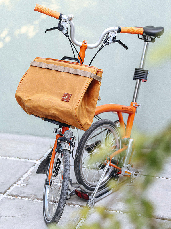 HK Small Fabric Basket Bicycle Handlebar Bag - Waterproof Storage, Cycling Accessory, Front Frame Pack, Hanging Pouch